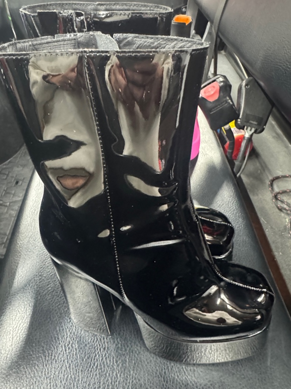 Jeffrey Campbell Black Patent Platform Ankle Boots